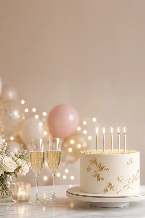 Vorlage Geburtstag: Pfirsich und Mint mit Konfetti: eine fröhliche Party-Einladung mit Programm und Zusage.